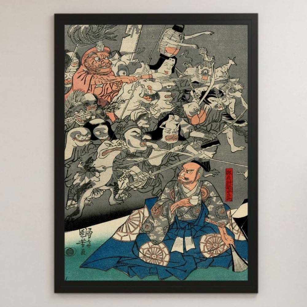 Amazon.co.jp: 歌川国芳『源頼光公館土蜘作妖怪図(一部)』浮世絵